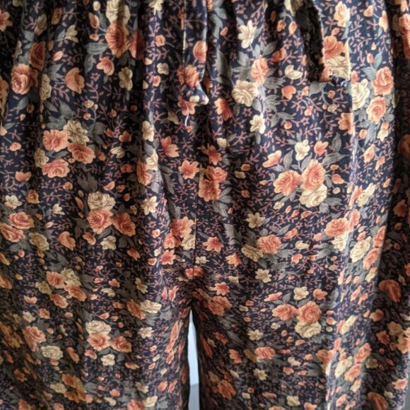 1980's/90's earthy wide leg floral capri pants - M - Picture 3 of 3